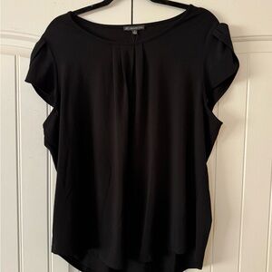 Adrianna Papell Black Cap Sleeve Relaxed Blouse NWT